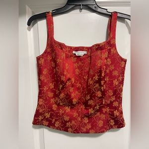 Saks Fifth Avenue Made in Italy, red floral design. Skirt and crop top.